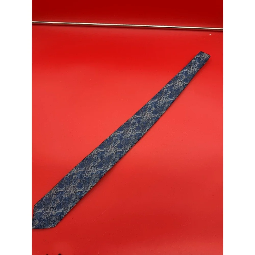 Stacy Adams 100% Microfiber Tie Gray Black Silver Paisley Men's Handmade